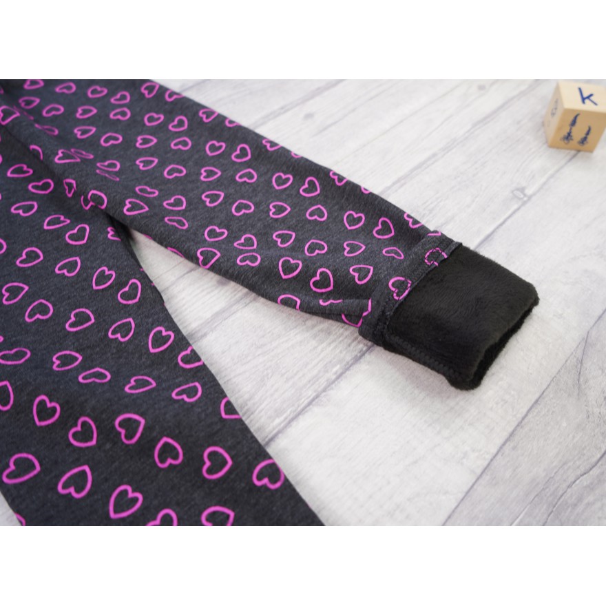 Grafitowe LEGGINSY ocieplane na futerku GETRY serca