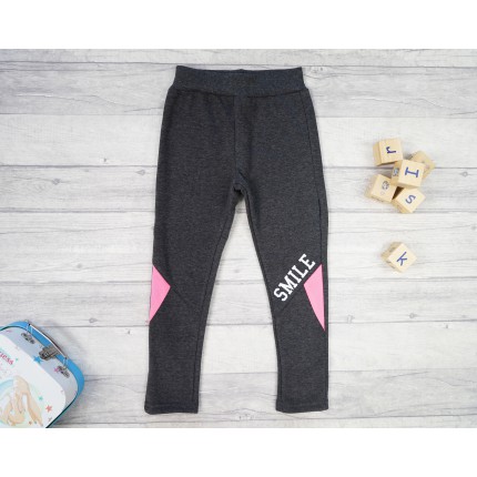 Grafitowe LEGGINSY ocieplane na futerku SMILE