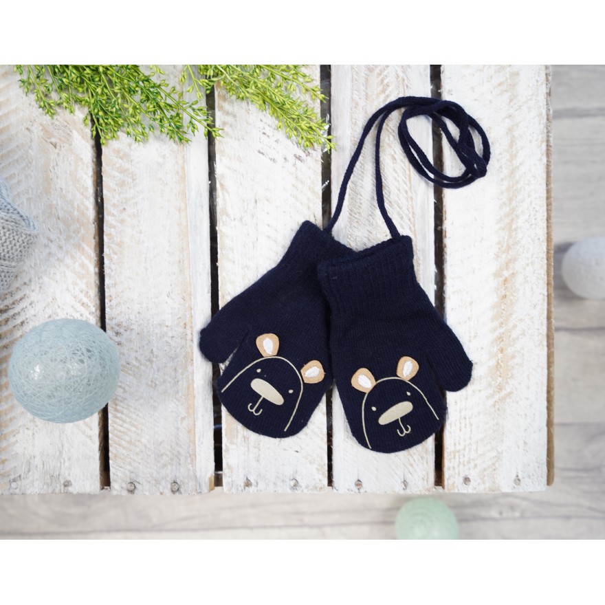 Granatowe RĘKAWICZKI dziecięce z jednym palcem MIŚ RK-1