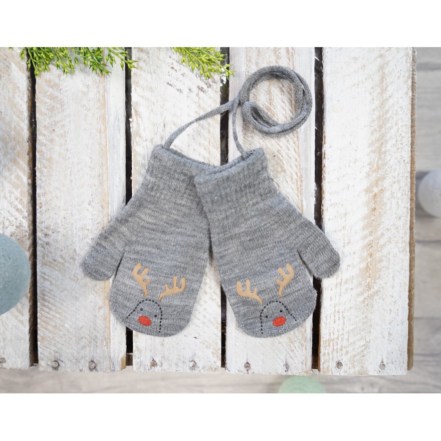 Szare RĘKAWICZKI dziecięce z jednym palcem RENIFER RK-3