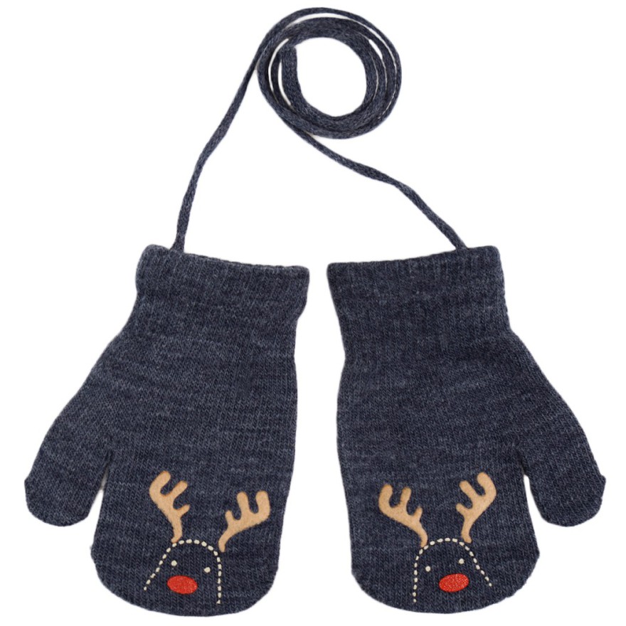 Grafitowe RĘKAWICZKI dziecięce z jednym palcem RENIFER RK-5
