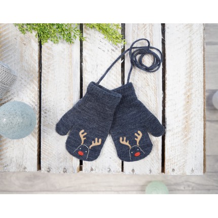 Grafitowe RĘKAWICZKI dziecięce z jednym palcem RENIFER RK-5