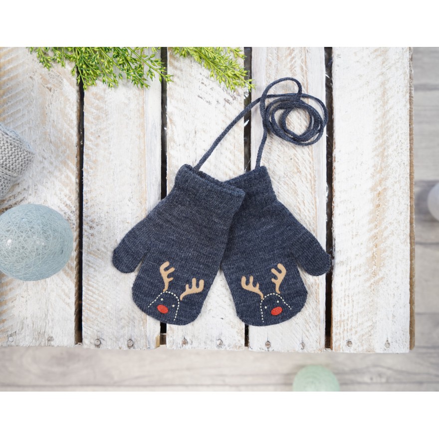 Grafitowe RĘKAWICZKI dziecięce z jednym palcem RENIFER RK-5