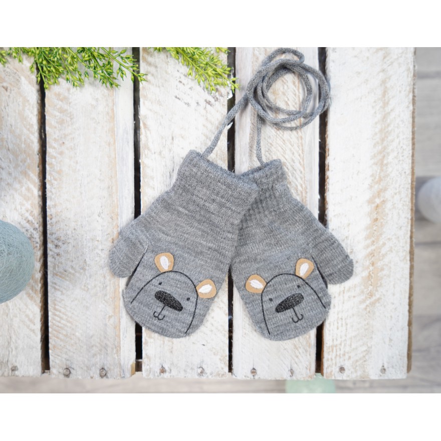 Szare RĘKAWICZKI dziecięce z jednym palcem MIŚ RK-6