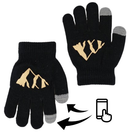 Czarne rękawiczki GÓRY z ABS i szarym dotykiem RK-14