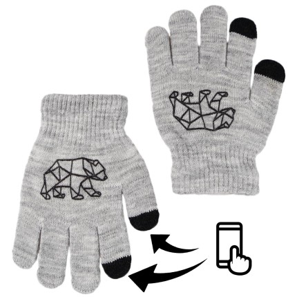 Szare rękawiczki MIŚ z ABS i czarnym dotykiem RK-14