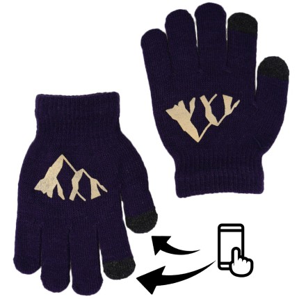 Granatowe rękawiczki GÓRY z ABS i czarnym dotykiem RK-15