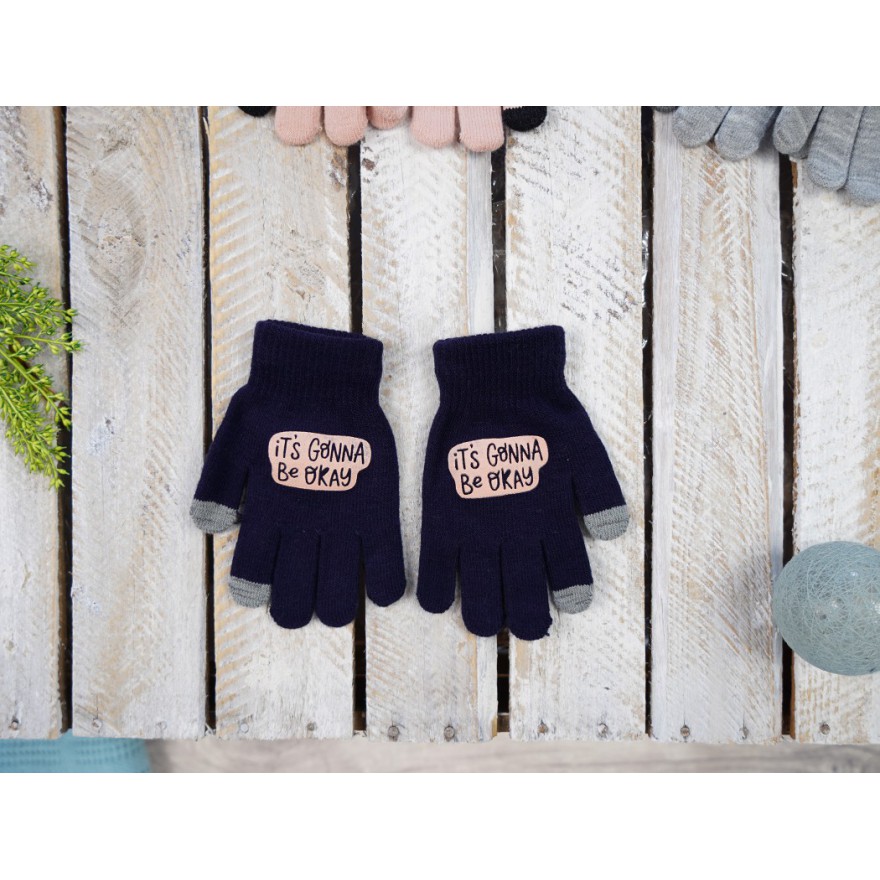 Granatowe rękawiczki IT'S GONNA z ABS i szarym dotykiem RK-12