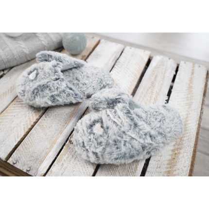 Szare KAPCIE ZAJĄC ciepłe ciapy klapki