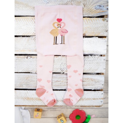 RAJSTOPY bawełniane różowe z flamingami wzór 484