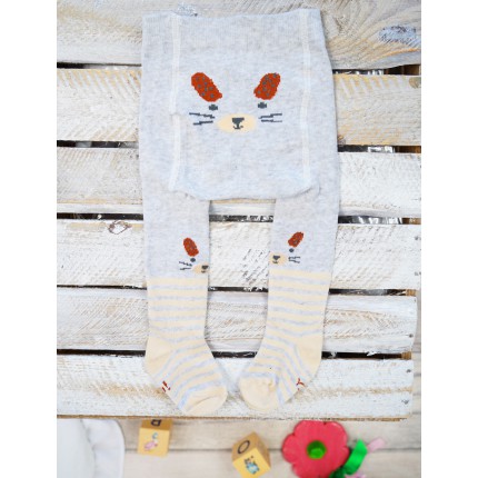 RAJSTOPY bawełniane szare z kotem wzór 487