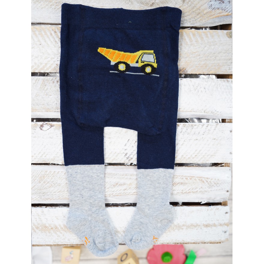 RAJSTOPY bawełniane granatowe z ciężarówką wzór 475