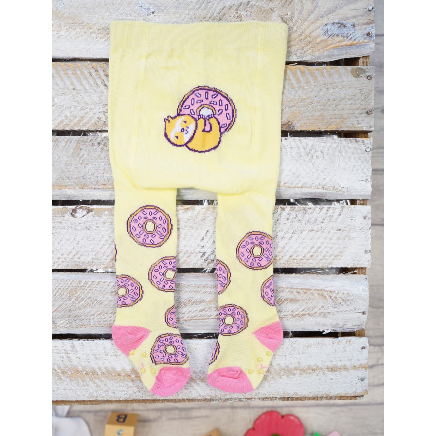 RAJSTOPY z ABS żółte z donutem wzór 486