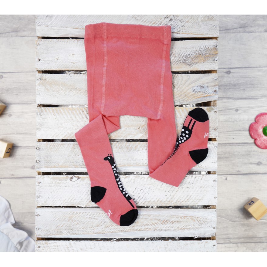 RAJSTOPY dziewczęce różowe z żyrafą wzór 504