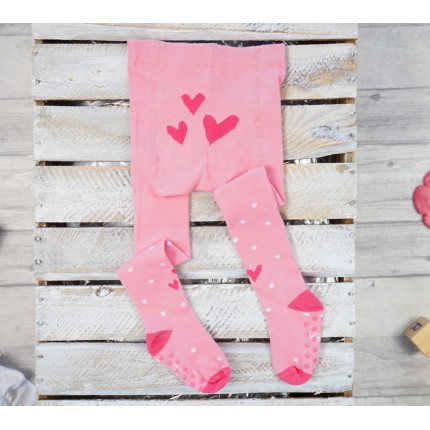 RAJSTOPY z ABS różowe w serca i kropki wzór 507