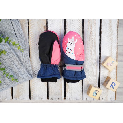 Granatowo- różowe rękawiczki nieprzemakalne LAMA 1P 16cm RK-26