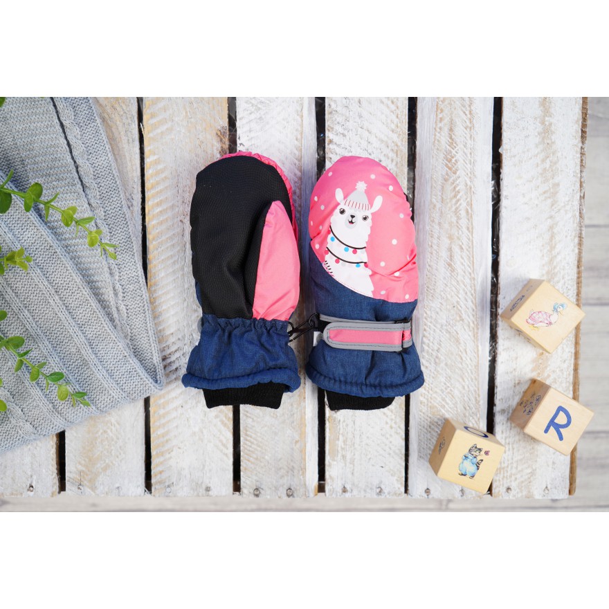 Granatowo- różowe rękawiczki nieprzemakalne LAMA 1P 16cm RK-26