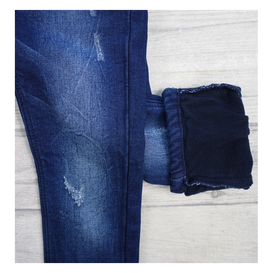 Granatowe SPODNIE JEANSOWE ocieplane jeansy chłopięce