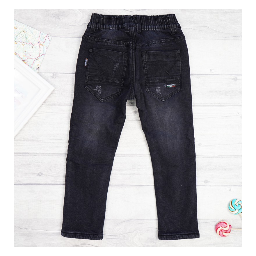 Czarne SPODNIE JEANSOWE ocieplane jeansy chłopięce