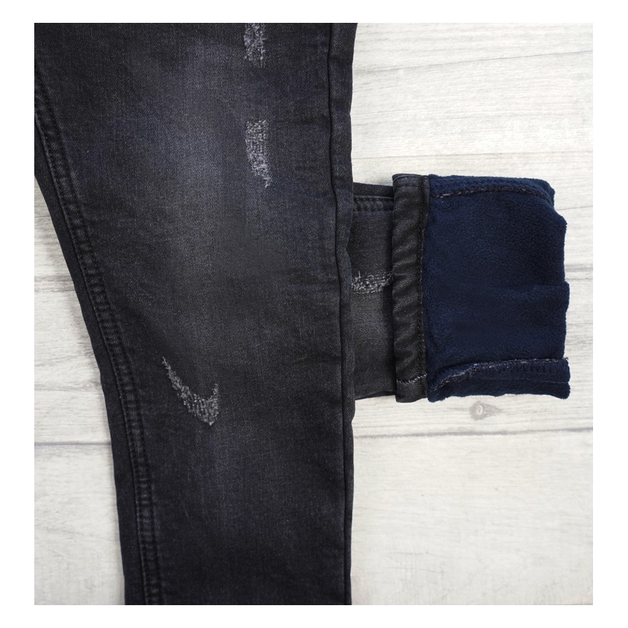 Czarne SPODNIE JEANSOWE ocieplane jeansy chłopięce