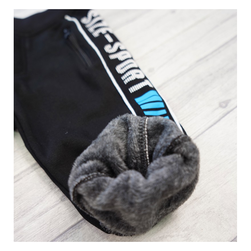 Czarne SPODNIE DRESOWE SIZE SPORT ocieplane chłopięce