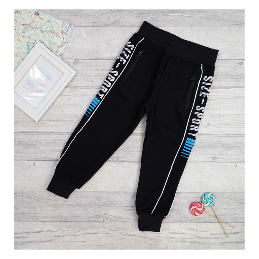 Czarne SPODNIE DRESOWE SIZE SPORT ocieplane chłopięce