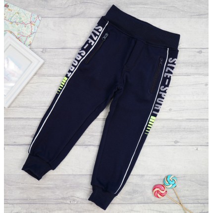 Granatowe SPODNIE DRESOWE SIZE SPORT ocieplane chłopięce