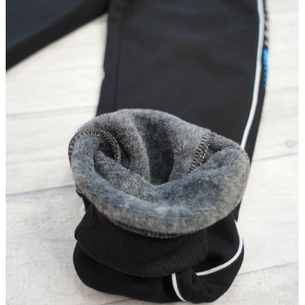 Czarne SPODNIE DRESOWE SIZE SPORTBOY ocieplane chłopięce