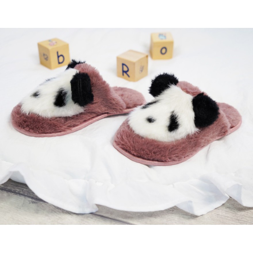 Różowe KAPCIE PANDA ciepłe ciapy klapki