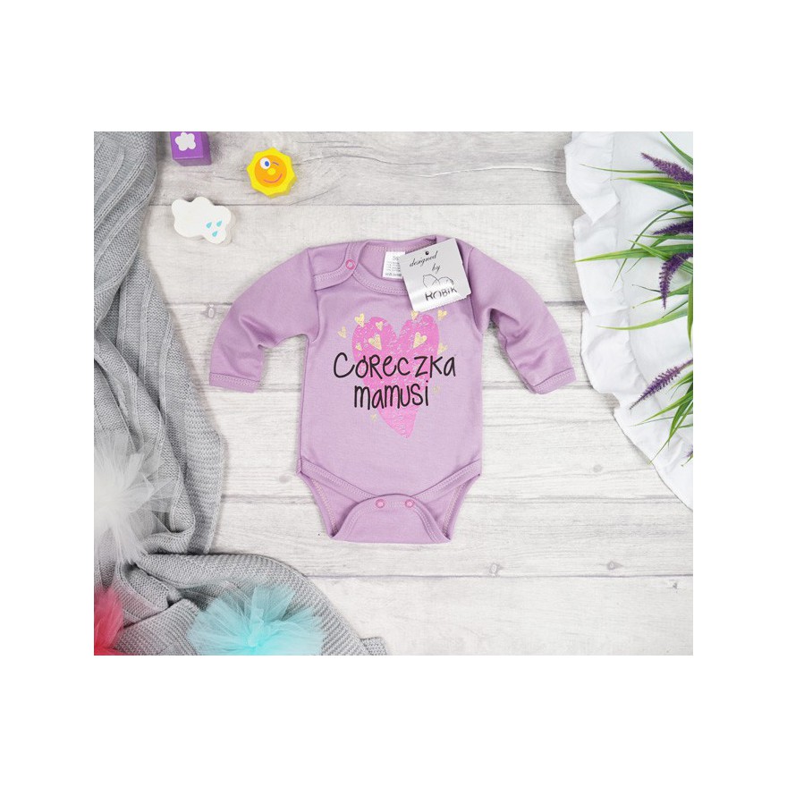 Wrzosowe BODY CÓRECZKA MAMUSI długi rękaw wzór 707