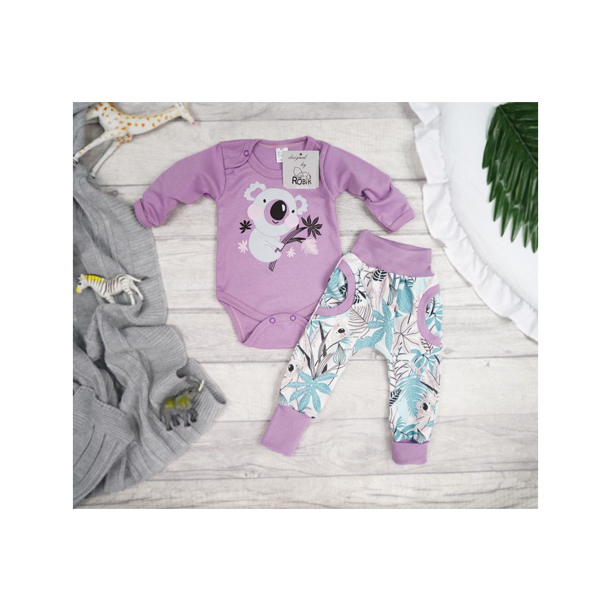 Komplet 2cz body + spodnie wrzosowy KOALA