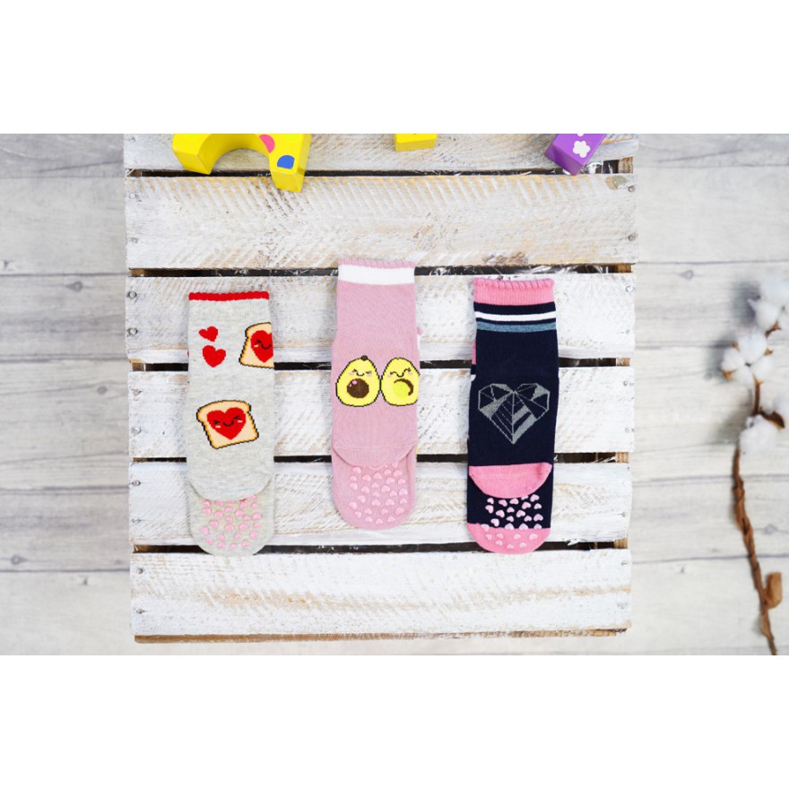 3 PAK SKARPETKI TOSTY skarpety dziewczęce z ABS D-46