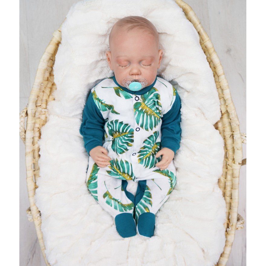 Pajac pajacyk bawełniany butelkowy w liście wzór 389