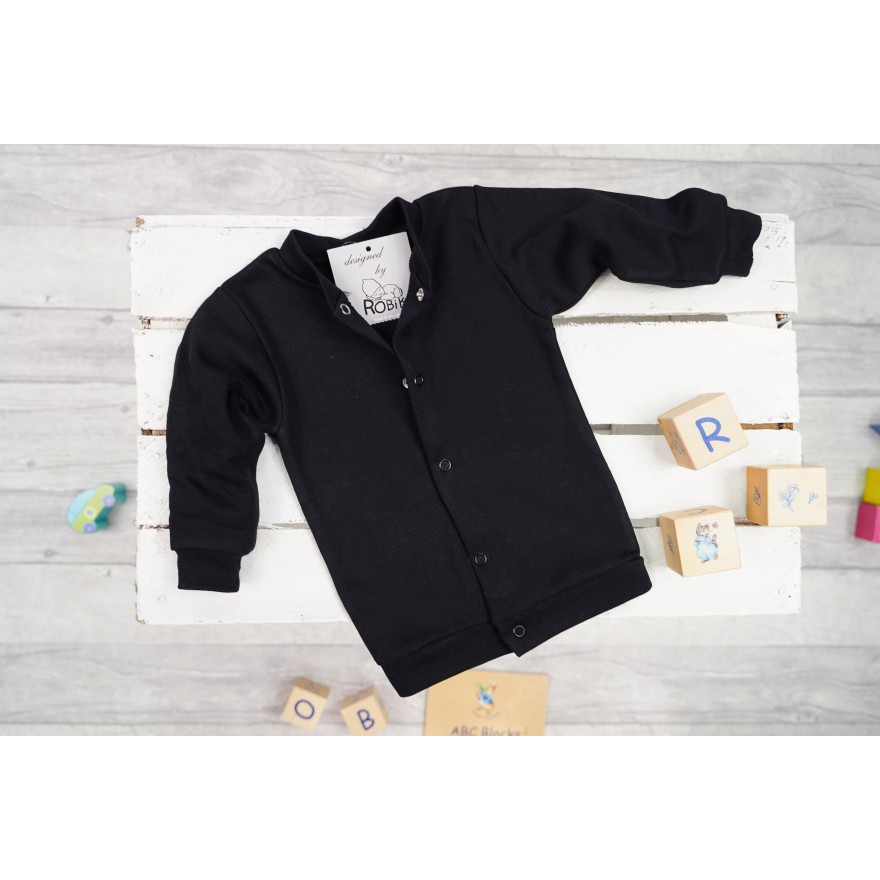 Czarny BOMBER kaftanik bomberka bawełniany niemowlęcy