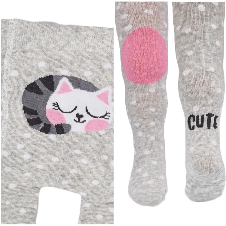 RAJSTOPY do RACZKOWANIA szare kot cute POTRÓJNY ABS! wzór 539