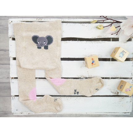 RAJSTOPY do RACZKOWANIA beż ze słoniem POTRÓJNY ABS! wzór 537