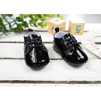 Eleganckie buty lakierki NIECHODKI czarne BUCIKI CHRZEST