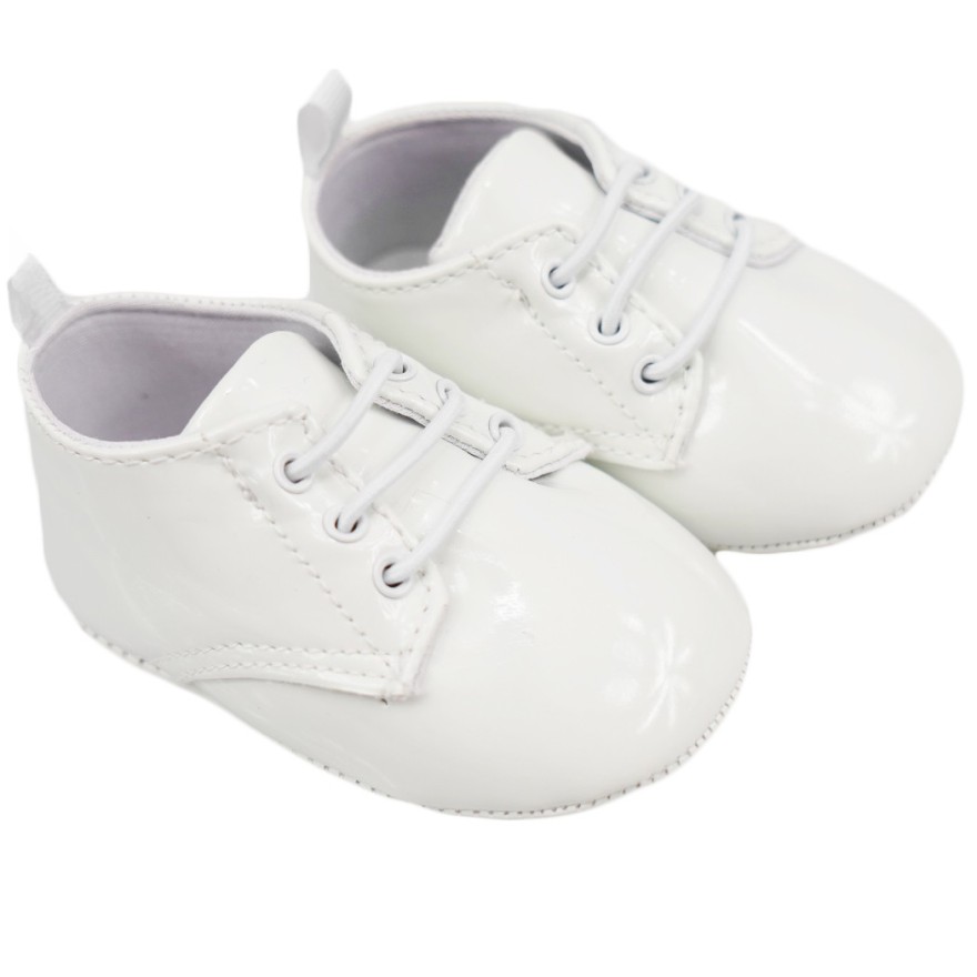 Eleganckie buty lakierki NIECHODKI białe BUCIKI CHRZEST