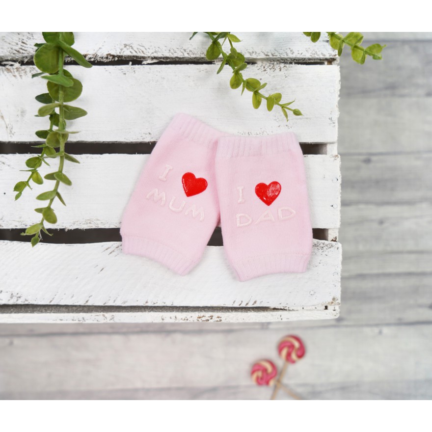 Różowe NAKOLANNIKI z ABS i love mum dad DO RACZKOWANIA