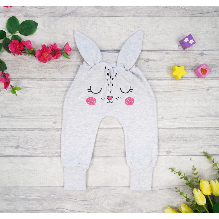 Szare SPODNIE bawełniane KRÓLIK półśpiochy wiosna jesień