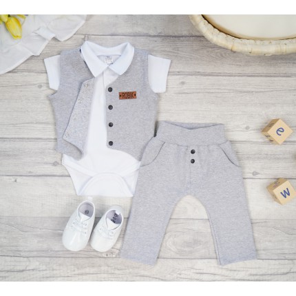 Komplet 2cz szary kamizelka + spodnie Gentleman