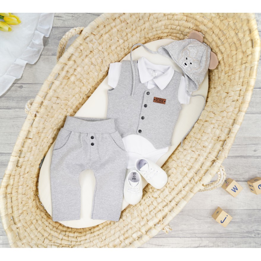 Komplet 2cz szary kamizelka + spodnie Gentleman