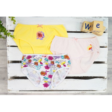 3pak FIGI majtki dziewczęce bawełniane KWIATY