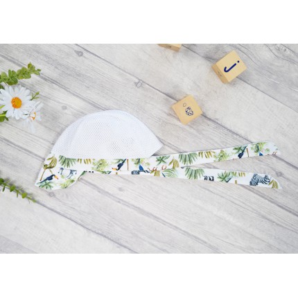 CZAPKA wiązana SAFARI z daszkiem na kark przeciw poceniu głowy