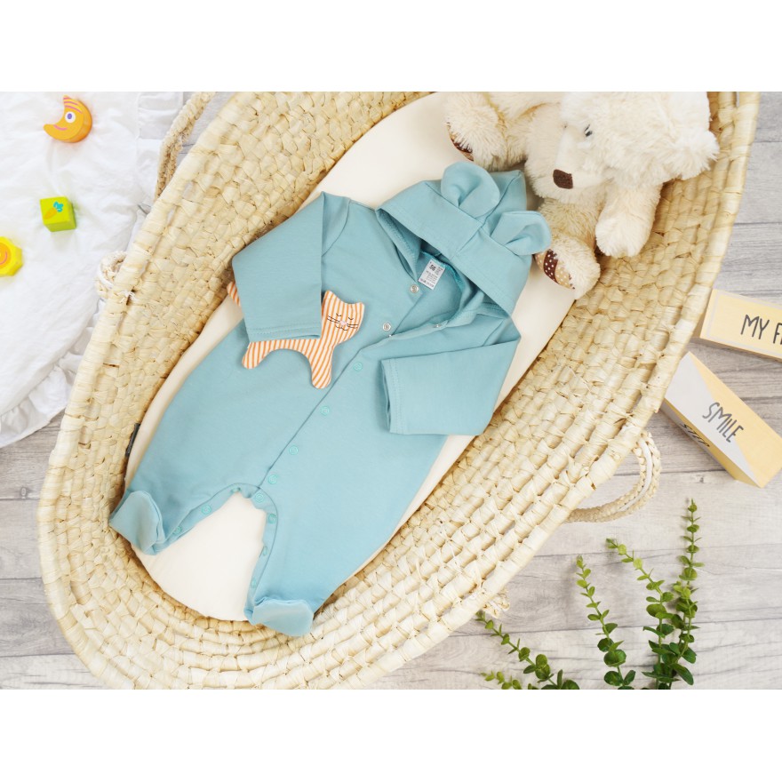 Iceberg KOMBINEZON niemowlęcy dresówka pajac z uszkami wiosna lato