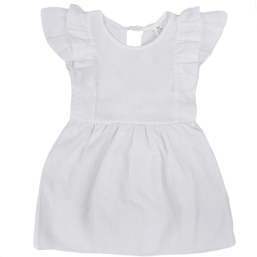 Biała SUKIENKA MUŚLINOWA krótki rękaw z falbanką komunia święta