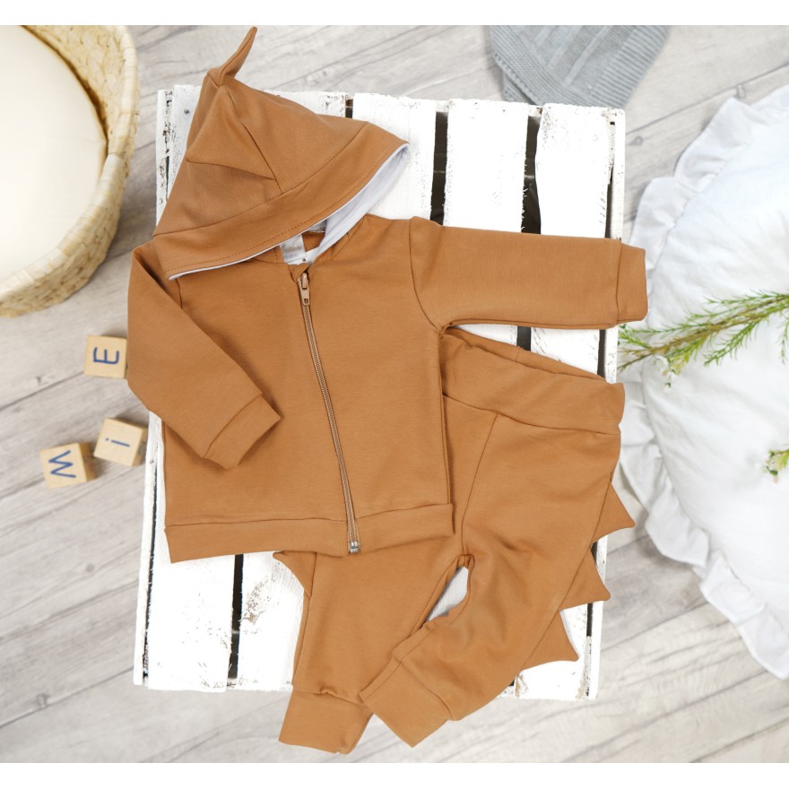 Brązowy komplet DRES dino bluza i spodnie