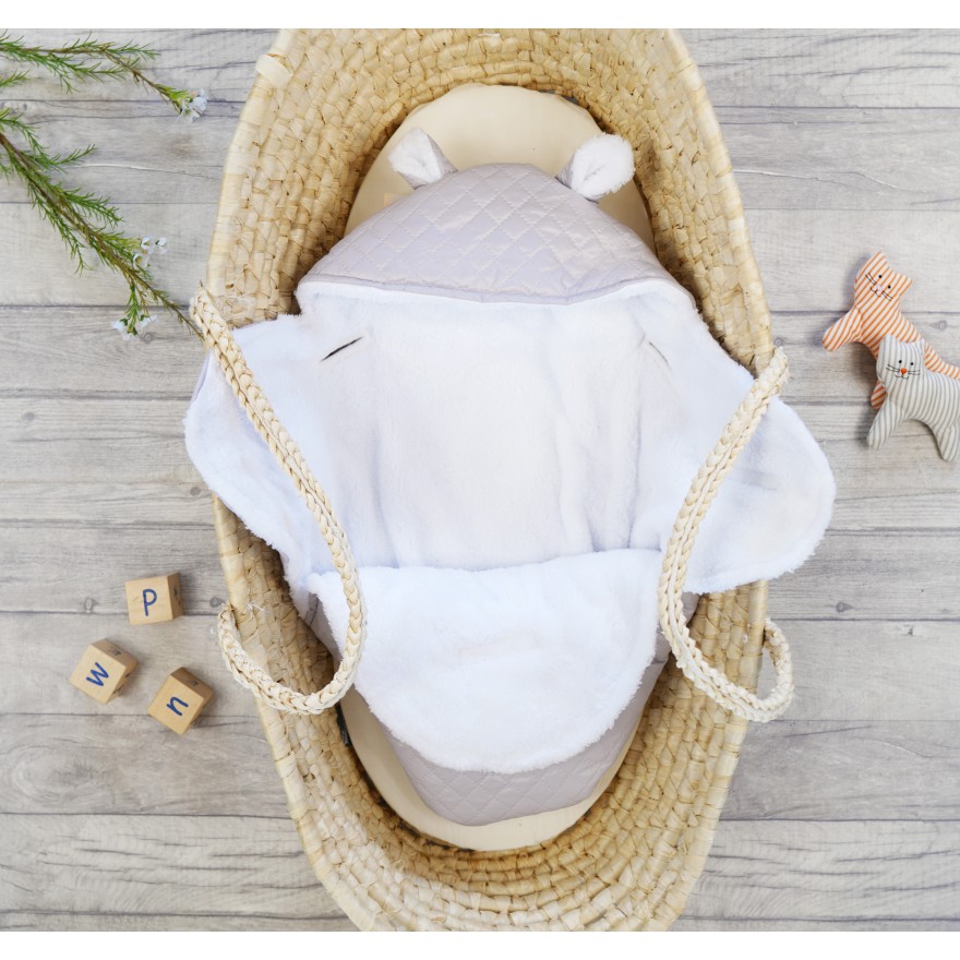 Szary otulacz śpiworek ocieplany do wózka fotelika nosidełka