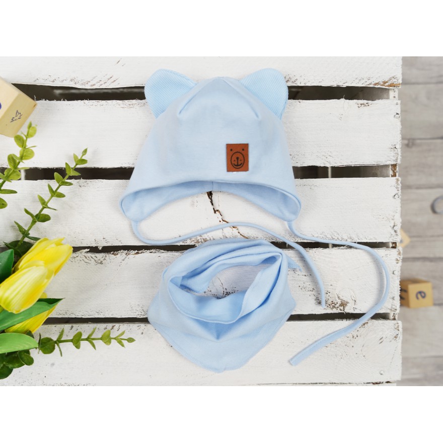 Błękitny komplet ADAŚ czapka + apaszka wiosna/jesień