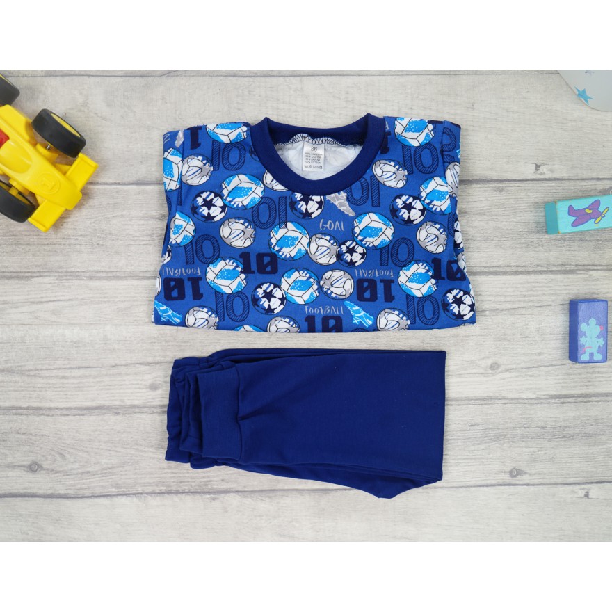 Granatowa PIŻAMA w piłki football długi rękaw wzór 413